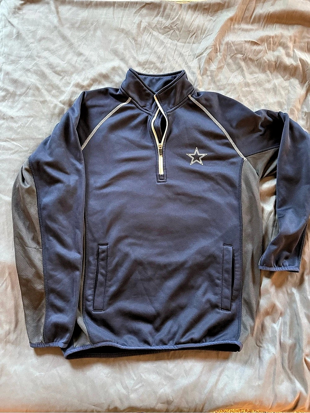 NFL Dallas Cowboys Quarter Zip Pullover Jacket Blue Medium